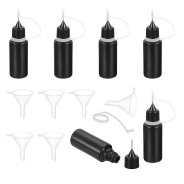 Imagem de Generic 6 frascos de espremer, frascos aplicadores de ponta de cola de 15 ml, frasco de plástico de cola líquida para artesanato em papel, pintura, óleo, tinta (preto, com 6 funil)