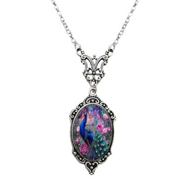 Imagem de Colar com pingente gótico para mulheres, sol, lua, corrente vintage, bruxa, fantasma, acessórios de Halloween, joias para mulheres e homens, Standard, Vidro Plástico, Sem Pedra Preciosa