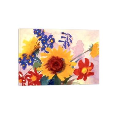 Imagem de BMZFYBS Pôster e impressões em tela de flores vintage - reprodução de pintura de arte de parede famosa - flores de outono - imagens prontas para pendurar tela embrulhada 70 x 100 cm 27 x 39 pol