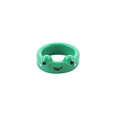 Imagem de Anéis de dedo de sapo engraçados joias fofas animal coreano colorido contraste pintinho acrílico (sapo verde)