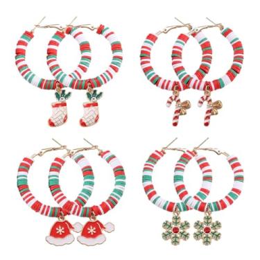 Imagem de Brincos de Natal para mulheres, meias de floco de neve, chapéu, brincos pendurados, roupas de Natal, acessórios de bijuteria, 2inch, Liga de aço, Sem pedra preciosa