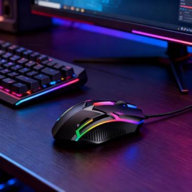 Imagem de 1 mouse com fio USB, mouse óptico com fio de 1000 DPI, comprimento de cabo de 134 cm, adequado para pequenos mouses de computador portátil em laptops de mesa de jogos de escritório, preto