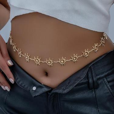 Imagem de Sun Design corrente de cintura dourada para mulheres, joia corporal sexy de verão, corrente de barriga de férias na praia, corrente de quadril boho ajustável para roupas de banho e festivais