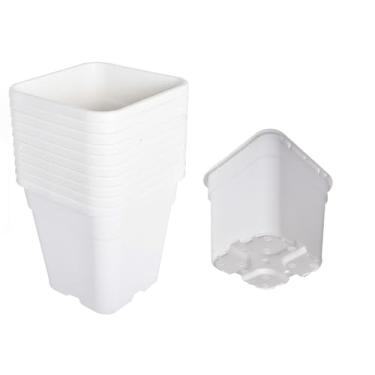 Imagem de YSMN 10 peças de vasos quadrados brancos de 1 galão para berçário com orifícios de drenagem e vasos flexíveis de plântulas, plantador de sementes para flores internas e externas
