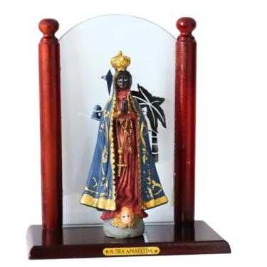 Imagem de Imagem Nossa Senhora Aparecida Resina com Altar Vidro 17cm