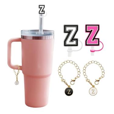 Imagem de Acessório de garrafa de água com letras de 4 peças para copos Stanley, capas de canudo de silicone reutilizáveis, pingentes de alfabeto personalizados - Letra Z