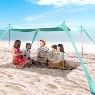 Imagem de Tenda de praia BOTINDO com dossel 305x305cm UV50+ verde menta