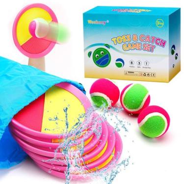Imagem de Conjunto de bolas Toss and Catch Weehoey Pink 6 pás e 3 bolas