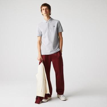 Imagem de Polo Lacoste Regular Fit Paris em Piqué Stretch, 4XL, Cinza mescla
