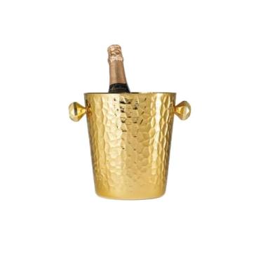 Imagem de Balde de gelo de aço inoxidável bicamada preservação do calor isolamento frio bonito KTV champanhe vinho tinto cerveja gelo bloco de gelo balde comercial (dourado)