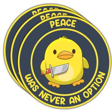 Imagem de 3 adesivos Peace was Never an Option – Adesivo de vinil engraçado de pato com faca, à prova d'água para carro, caminhão, van, laptop, garrafa de água – removível para uso interno e externo - 7,6 cm