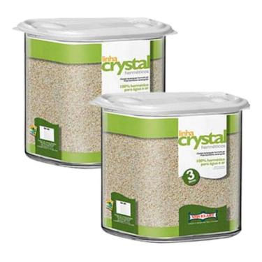 Imagem de Kit Mantimentos 2 Potes Acrílico 3 Litros Tampa Branca Arroz - Niquela