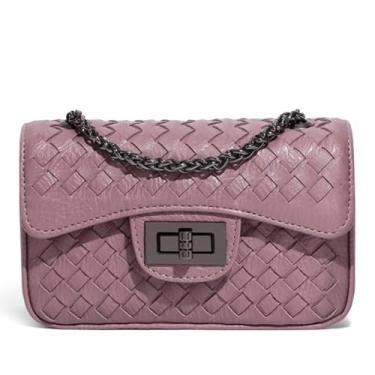 Imagem de Bolsas de ombro femininas de couro vegano com alça de corrente elegante bolsa clutch