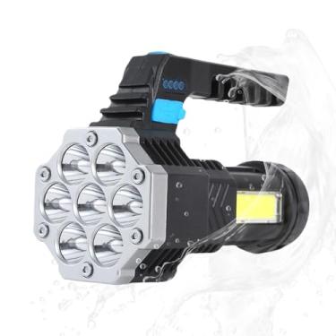 Imagem de Lanterna recarregável, tocha superbrilhante de 4 modos – Lanterna LED portátil, luzes laterais, para acampamento ao ar livre, caminhadas, falta de energia, praia, piquenique, pesca