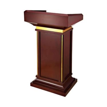 Imagem de YPDJVLTI Pódio de madeira Speech Podium com armazenamento púlpito de igreja suporte resistente para pódio portátil para igreja, escola, escritório, conferência, casa, moda