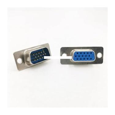 Imagem de VUBBJCRS 10 peças DB15 conector conector VGA 2 fileiras 3 fileiras furos/pino fêmea macho adaptador de soquete D Sub DP15 (macho prata 3P)
