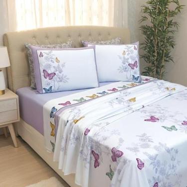 Imagem de Conjunto De Lencol Casal Queen Size Marilyn 300 Fios Luxo - Jm Enxovai