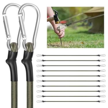 Imagem de Pacote com 10 cordões elásticos com mosquetões, cordas elásticas resistentes de 35/48 polegadas, tiras de tensão de látex de 8 mm para rack de teto de acampamento, lona, segurança de bagagem