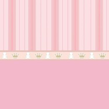 Imagem de Papel De Parede Urso E Coroa Rosa Quarto Infantil Decorativo - LRP