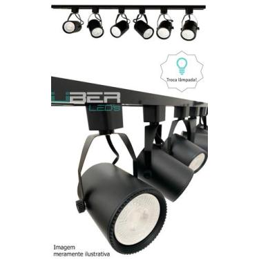 Imagem de Kit Trilho Eletrificado 1M Preto 4 Spot E27 Par20 Led 6500K - Pix Ilum