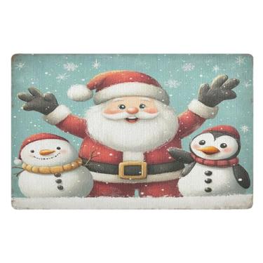 Imagem de SEHANY Tapete de porta de inverno Papai Noel Natal para todos os climas, impermeável, secagem rápida, bem-vindo, tapete de entrada antiderrapante, tapete decorativo de poliéster para entrada, varanda