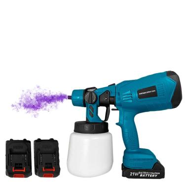 Imagem de Pistola De Pintura E Pulverizadora Portátil 21V Sem Fio Com Jato Ajustável, 1000Ml De Capacidade, Motor De Alta Performance, Duas Baterias E Acessórios Completos Para Pintura, Limpeza E Jardinagem