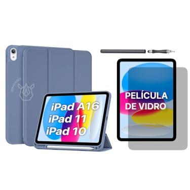 Imagem de Capa para iPad (A16) 11ª Geração 11" 2025 / iPad 10ª Geração 10,9" 2022 – Case Suporte Apple Pencil e USB-C Pencil, Auto Wake/Sleep, Capa Magnética (Cinza-azulado, Capa + Película + Caneta)