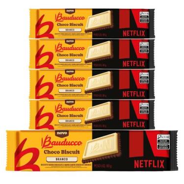 Imagem de Kit 5 Choco Biscuit Branco Netflix Bauducco 80g