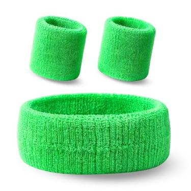 Imagem de Faixas elásticas para homens – 3 peças de algodão neon faixa de suor para braço – faixa de cabeça de futebol para homens mulheres crianças festa de treino academia corrida esportes tênis – acessórios