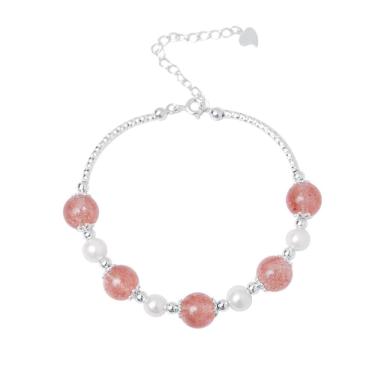 Imagem de Pulseira Morango, Quartzo e Pérola de Água Doce, Prata S925