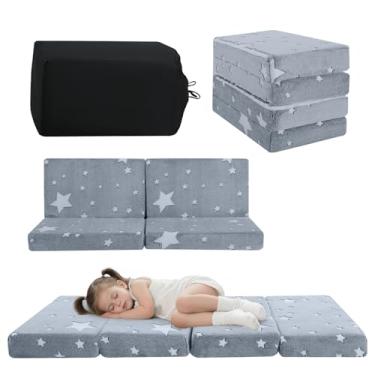 Imagem de MeMoreCool Colchão dobrável para crianças, tapete de cochilo infantil brilhante para dormir e creche, colchão futon portátil com três dobras, cama de chão, estrela