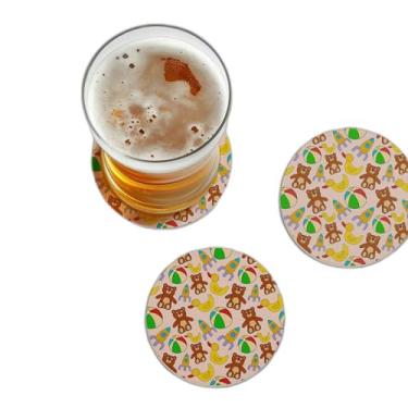 Imagem de Porta Copos Personalizados Doodle Com Brinquedos Infantins Urso e Pato - Tamanho 9x9 cm