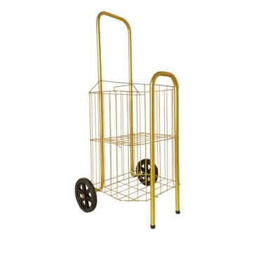 Imagem de Carrinho Maleiro Reforçado de Feira e Compras – 60kg de Capacidade, Dobrável e Resistente(DOURADO)