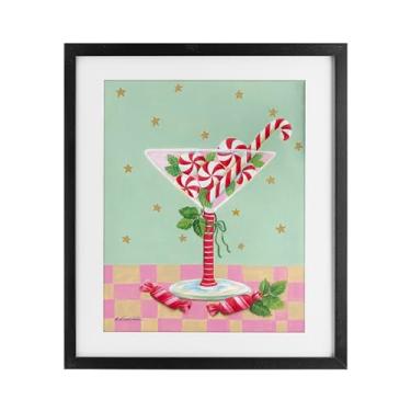 Imagem de Stupell Industries 'Festive Peppermint Martini', Impressão emoldurada sob vidro, preto, 33 x 40