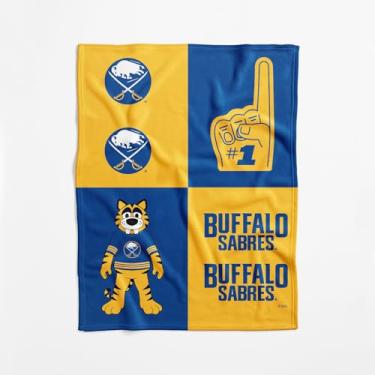 Imagem de Cobertor NHL Buffalo Sabres oficialmente licenciado para bebê, 101 x 127 cm, poliéster leve e macio, design dominó