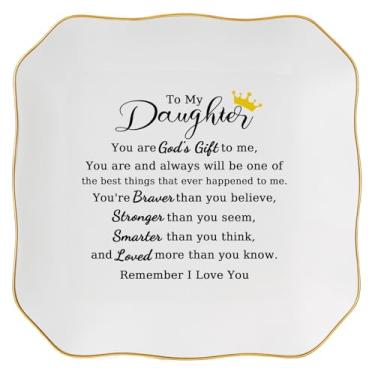 Imagem de Jelershy Anel de presentes para filhas, bandeja de pratos - Natal, Dia dos Namorados, Dia das Mães, presentes de aniversário de casamento para filha da mãe - You Are God's Gift to Me... You're Brever