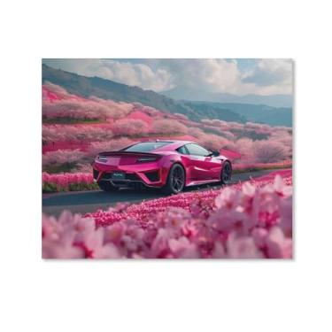 Imagem de HouLaiZhe Jdm Carro Nsx Rosa Romance Posters Tela Estética Decoração de Quarto Pintura de Parede Impressões Sala de Galeria Decoração de Parede para Quarto Sala de Estar Escritório 11 x 14 polegadas