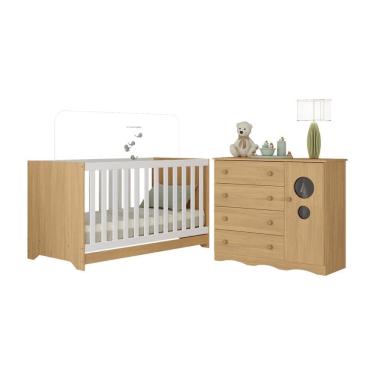 Imagem de Berço Americano 3 em 1 com Cômoda 1 Porta 4 Gavetas Sonho Multimóveis MP4709