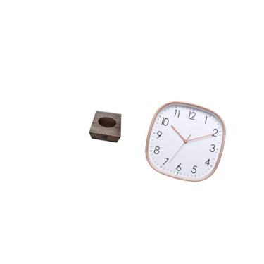 Imagem de Fenteer Organizador de Lenços de Papel Vintage em Madeira com Relógio de Parede Digital, Bandeja Grande para Armazenamento de Objetos de Arte, Ideal para Banh