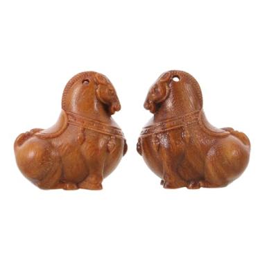 Imagem de KALLORY Conjunto de 2 Pingentes de Cavalo de Madeira para O Ano Chinês de 2026 – Pingentes de Cavalo Vintage para Decoração de Bolsas E para O Festival da