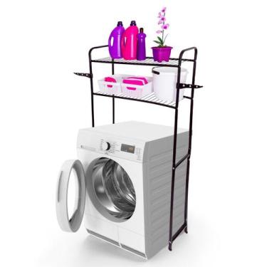 Imagem de Estante de Aço Lavanderia, Banheiro com 2 Prateleiras - Secalux, Preto