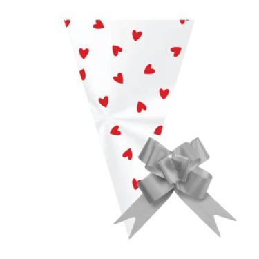 Imagem de 50 Saco Cone para Lembrancinha 18x30cm com Laço - AAZ, Amo Você