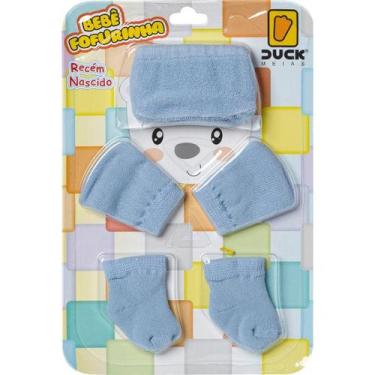 Imagem de Kit Touca Meias Luvas Macia Leve Para Bebês Recém Nascidos Menino - Du