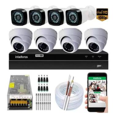 Imagem de Kit Cftv 8 Câmeras Segurança Full HD 1080p 2MP Dvr Intelbras MHDX
