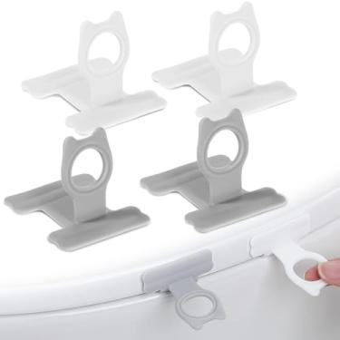 Imagem de 4 peças de aba de elevação de assento de vaso sanitário, alça de silicone para levantar, alças de vaso sanitário podem evitar tocar nos vasos sanitários para casa de banho, escritório, hotel (branco