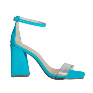 Imagem de Sandália Salto Alto Via Marte Nobuck Vinil Azul - Feminino 37