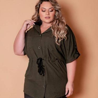 Imagem de Blusa Parka Feminina Moda Plus Size Manga Curta Lançamento  - LINA MOD