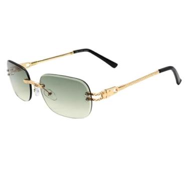 Imagem de Óculos de Sol Retangular Premium Clássico Blogueira Tendencia Luxo Vintage UV400 Masculino Feminino Unisex - Modelo Royal - Cacife Brand (Verde Degradê)