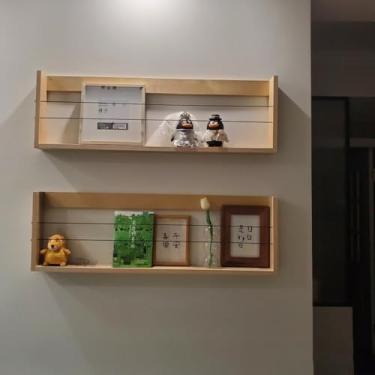 Imagem de Suporte de revista montado na parede – Suporte flutuante de madeira maciça para revistas, arquivos e correio – Organizador elegante para escritório, sala de espera, casa e cafeteria (pacote com 2, 93