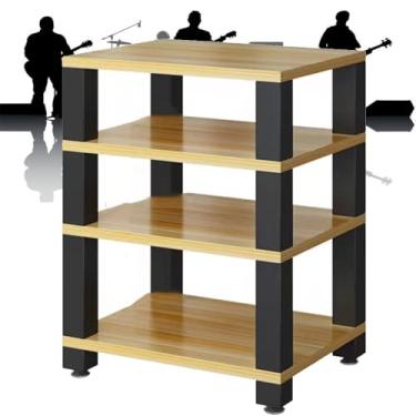 Imagem de Rack HiFi 2, 3, 4 camadas, suporte para toca-discos, suporte para equipamento AV com absorção de choque, suporte móvel de mídia aberta (preto, 60 x 48 x 10 cm)